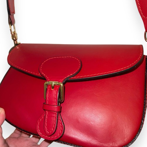 Borse In Pelle Red Leather Crossbody Bag - Picture 5 of 9