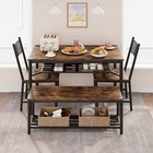 New ListingKitchen Table and Chairs Set ,Dining Room Table Set with Bench Storage Rack Home