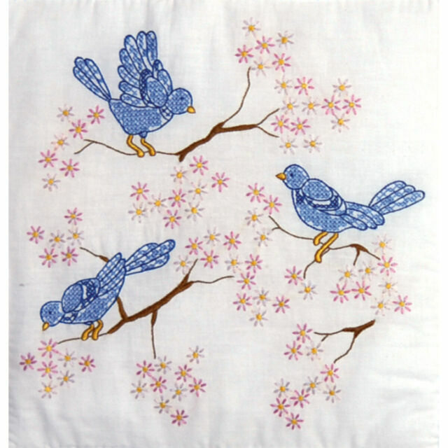 1 Pk Jack Dempsey Bluebird Antique Stamped X Stitch//Embroidery Quilt Blocks