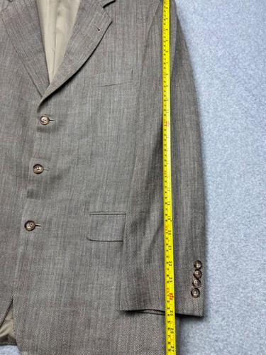 Brooks Brothers Madison 1818 Mens 44L Blazer Herringbone Silk Linen Brown Sport - Picture 9 of 13