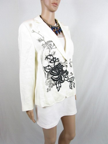 HAUBER Designer Ladies Linen Floral Pattern Suit Tweed Jacket Blazer sz 14 AR82 - Picture 4 of 12