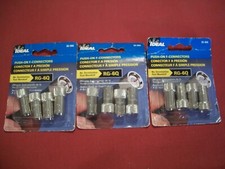 3 New Ideal Push-On F-Connector Packs of 4 pc. each, RG-6Q, #85-066,