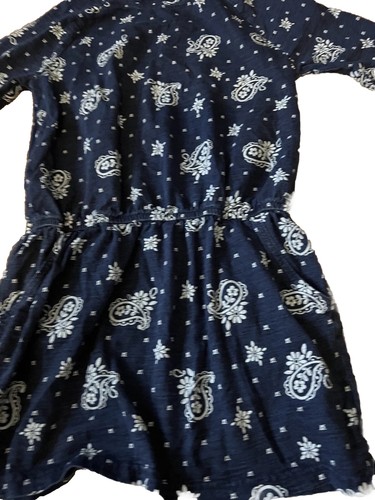 Gymboree Indigo Blue Floral Paisley Dress Drop Waist 3/4 Sleeves SZ M 7/8 - Picture 3 of 5