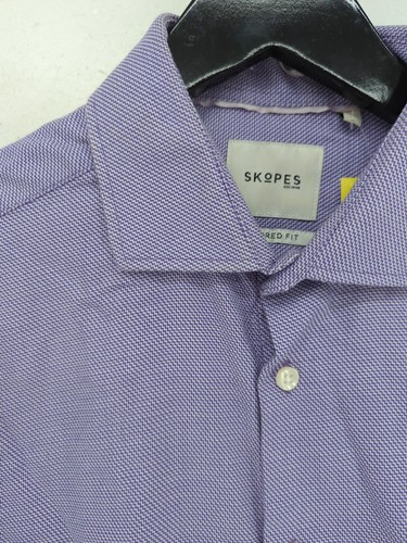 Skopes Men's Shirt Collar: 17 in Purple Geometric 100% Cotton Basic - Picture 7 of 11