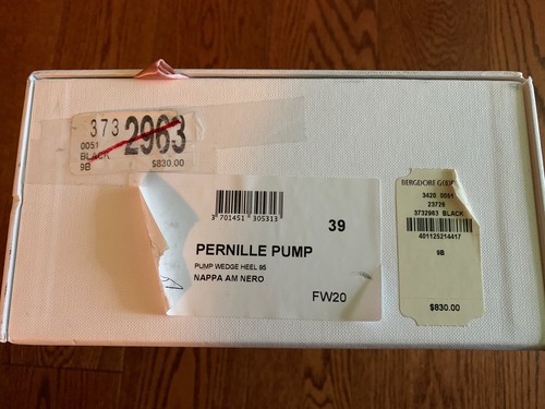 NUEVO EN CAJA Amina Muaddi Cuero Pernila 95 mm Correa al tobillo Zapatos de salón de cuña - Talla 9 EE. UU. 39 EU - Imagen 7 de 11