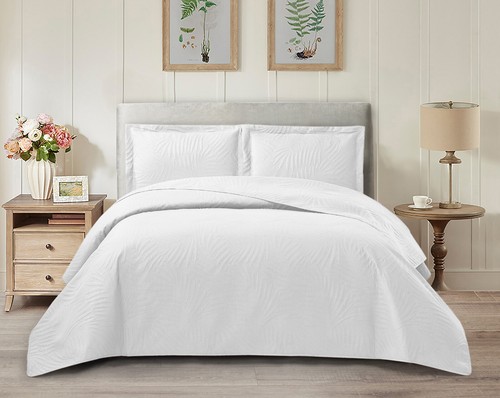 3 PIece Quilted Bedspread Monochorme Bedding Set Single Double King Size Throw - Picture 7 of 14
