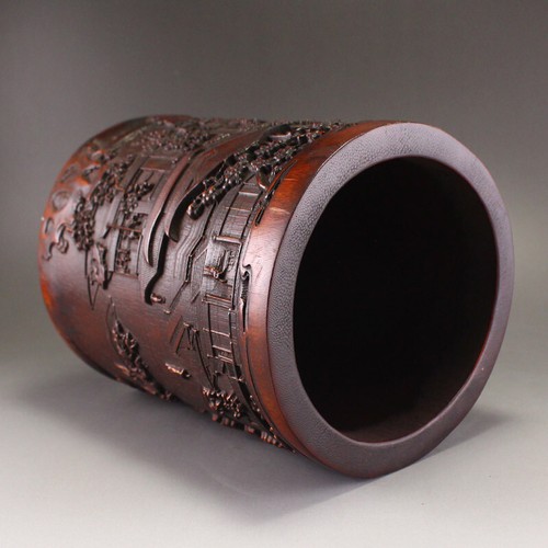 Old Chinese Bamboo Low Relief Brush Pot - Picture 6 of 7