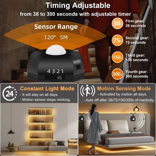 Bewegungsaktivierte LED-Streifen Lichter 98 Fuß unter Bett Licht LED-Streifen Bewegung Se - Bild 4 von 6