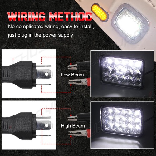 Fit GMC W3500 W4500 W5500 Forward 4x6 inch LED Headlights Hi/Lo Beam DOT DRL X4 - Picture 2 of 6