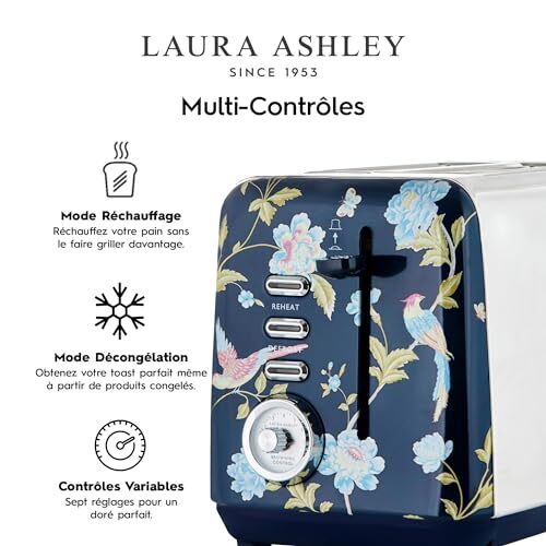 VQ Laura Ashley Grille-Pains 2 Tranches avec Modes de Chauffage, Décongélation e - Bild 5 von 7