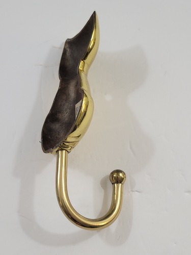 Hampton Brass Cat Shaped Wall Hook Solid Shiny Made in India - Picture 4 of 7