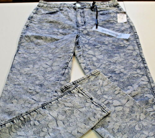 Rue 21 Twentyone Black Brand Denim Cotton Blend Jeans Sz 7/8 Reg Textured Floral - Picture 2 of 7