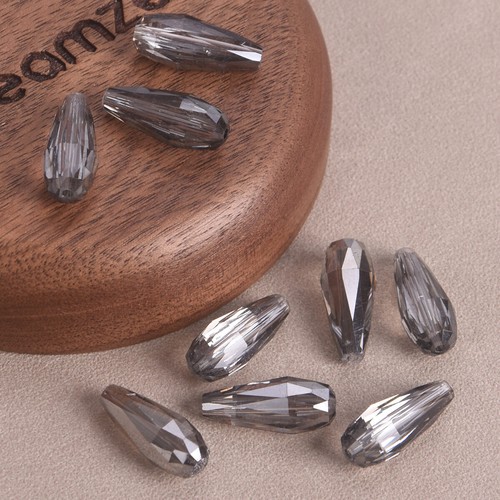 10pcs 18x8mm Colorful Long Teardrop Faceted Crystal Glass Loose Bead DIY Jewelry - Picture 16 of 17