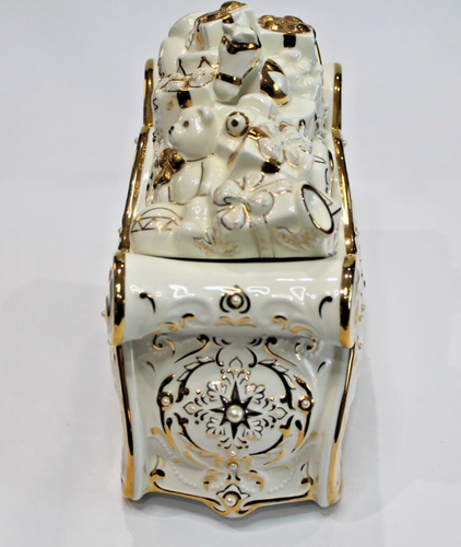 LENOX FLORENTINE and PEARL SLEIGH COOKIE JAR -- Jeweled Candy Dish -- NEW in BOX - Picture 5 of 7