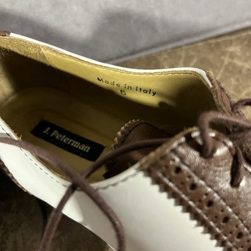 J Peterman Budapester Oxford Damenschuhe Größe 6 Italien Leder gefüttert braun/weiß - Bild 7 von 8