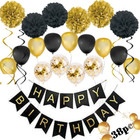 38pcs Happy Birthday Banner Set Foil Balloons Party Decoration