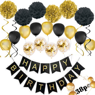 38-teiliges Happy Birthday Banner Set Folie Ballons Party Dekoration