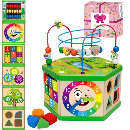 Wooden Activity Cube for 12-18 Month, 1 Year old Boys & Girls, 7-in-1 STEM Mo... - 第 7/7 張圖片