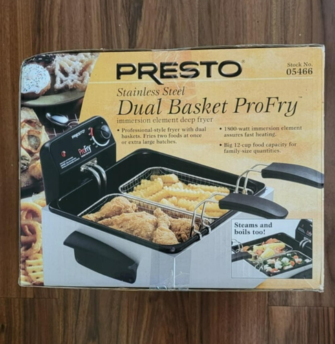 Presto 05466 Stainless Steel Dual Basket Pro Fry Immersion Element Deep Fryer