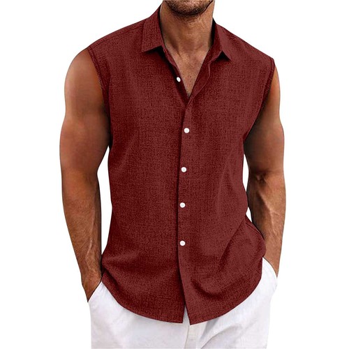 Sommer Herren Einfarbig Revers Knopfleiste Tank Top Freizeit Weste Ärmellos TShirt - Bild 9 von 40