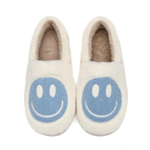 Kids Smile Face Slippers for Boys Girls, Cute 9.5-10.5 Little Kid White Blue - Picture 6 of 8