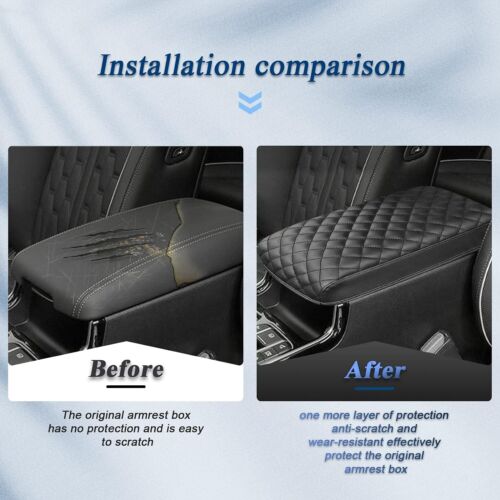Car Center Console Lid Armrest Cover PU Leather For Kia Sorento 2021-2024 Black - Picture 4 of 7