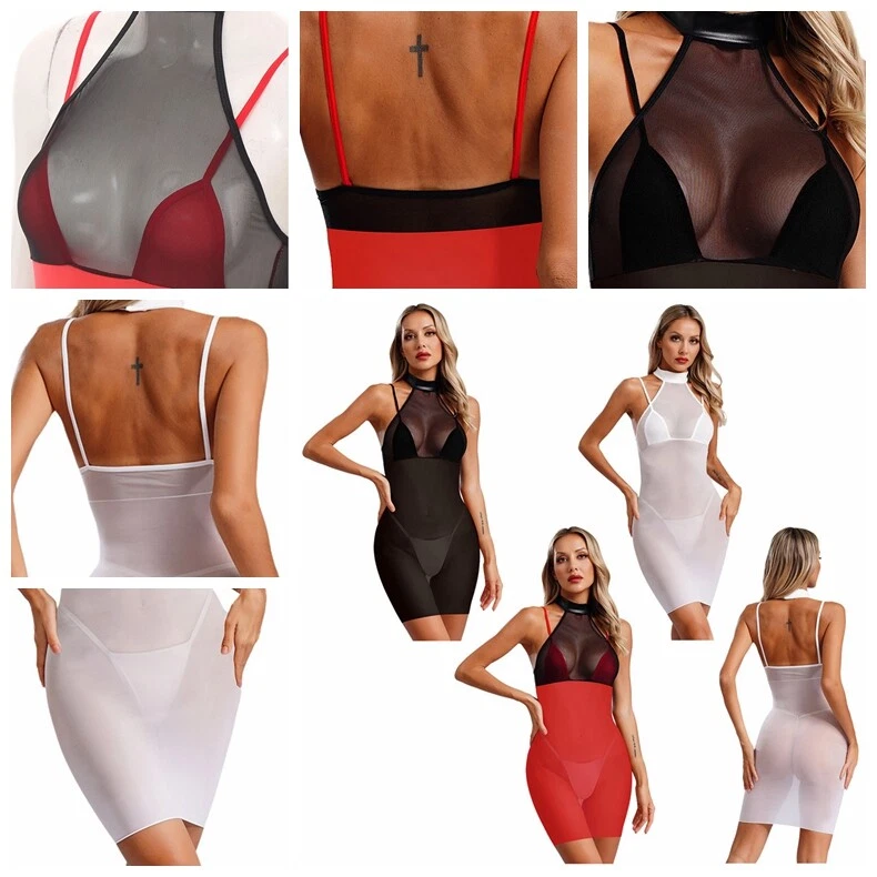 Body Donna Mini Abito Gonne Gioco di Ruolo San Valentino Club Wear Maglia Morbida