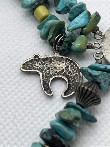 Southwestern Sterling + Turquoise Charm Bracelet 925 3 Stranded ~ 6.5" - Picture 4 of 13