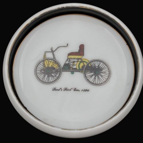 3 Vintage Porcelain Coaster Set Antique Motor Car Automobile Auto Trinket Dishes - Picture 4 of 10