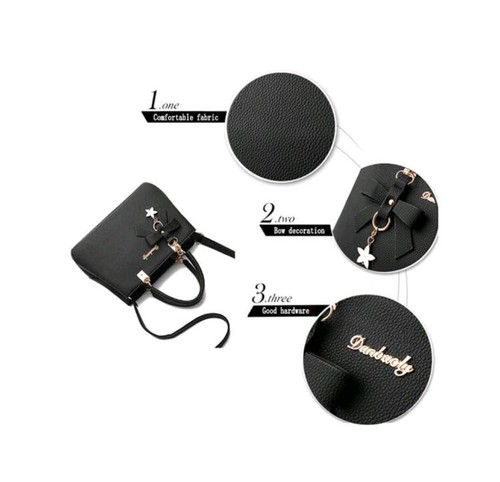2pc/set ladies black handbag and card holder bowknot pendant. NEW - Picture 5 of 5