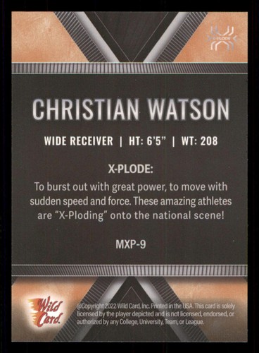2022 Wild Card Matte Black X-Plode #MXP9 Christian Watson - Picture 2 of 2