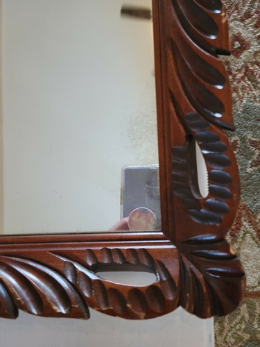 Antique Vintage Hand Carved Ornate Large Hanging Mirror - Picture 2 of 12