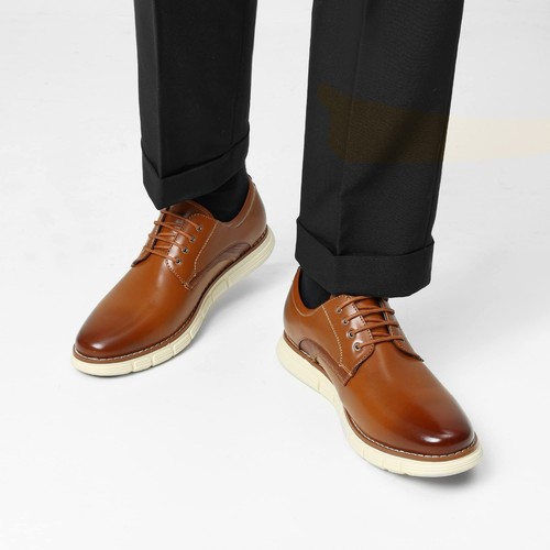 Men PU leather Dress Sneakers Casual Oxford Formal Shoes Arch support Wide Size - Picture 24 of 63