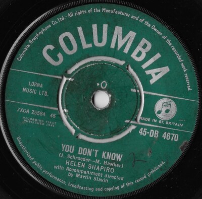 You Don't Know / Marvellous Lie / Helen Shapiro VG+