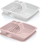 Plastic Kitchen Sink Dish Cutlery Plate Cup Drainer Holder Rack With Drip Tray