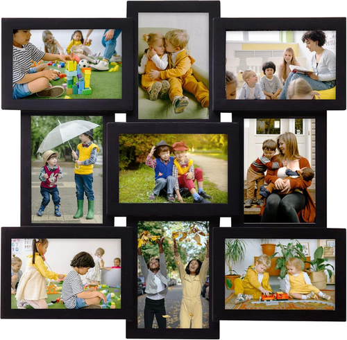 Rustic Photo Frame Set For Wall 9 Opening Picture Collage Decorative Display