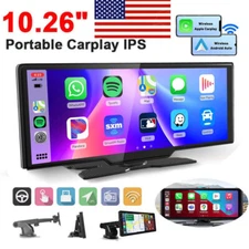 2K 10.26" Car Portable Wireless Apple CarPlay Android Auto Touch Screen BT Radio
