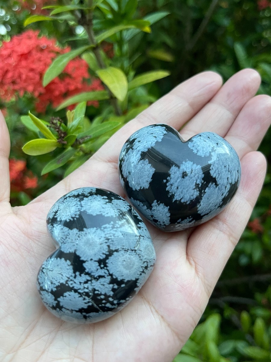 Snowflake Obsidian Puffy Hearts Snowflake Obsidian Puffy Hearts