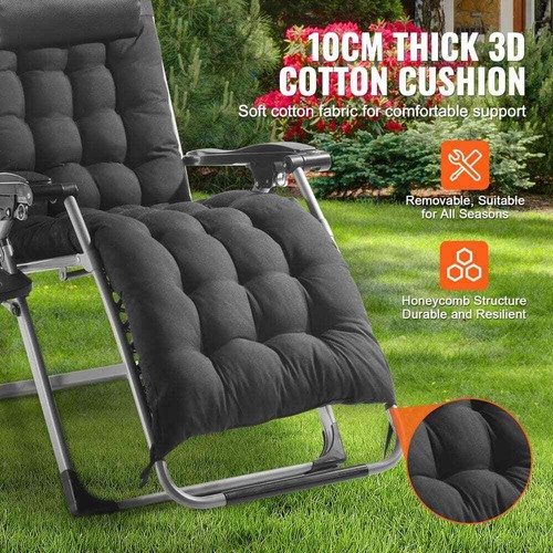 Zero Gravity Chair 26 in. Recliner 500 lbs. Capacity Adjustable Lounge Chair Bla - Picture 4 of 8
