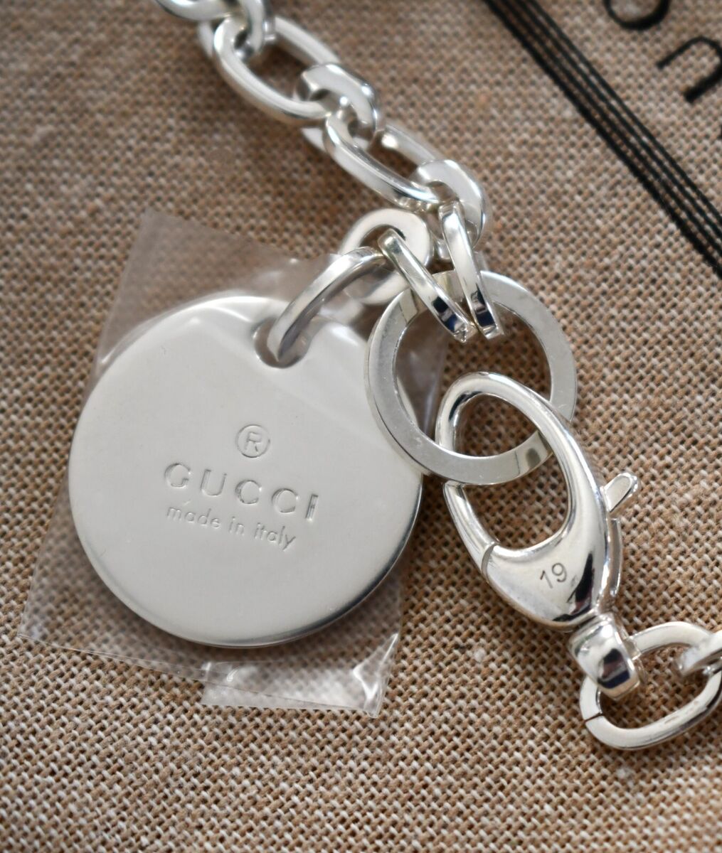 🆕️GUCCI TRADEMARK LOGO .925 STERLING SILVER ROUND TAG 🆕️GUCCI TRADEMARK LOGO .925 STERLING SILVER ROUND TAG