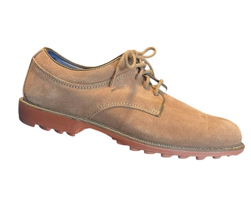 Foot Joy Club Classics Lace Up Shoes Sz 10.5 Men’s Tan Suede Golf Blue Insoles - Picture 13 of 15