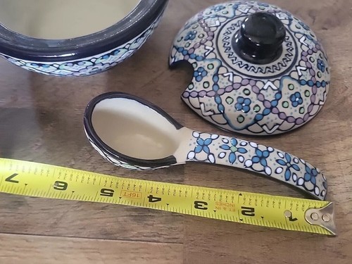 JAVIER SERVIN signed Sugar Bowl High Fired Ceramic Pottery Mexico Blue Stoneware - Picture 12 of 12