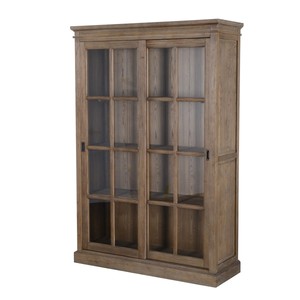 78 Tall Bookcase Cabinet Solid Elm Wood Natural Finish Sliding Image Is Loading 78 034 Tall Bookcase Cabinet Solid Elm Wood