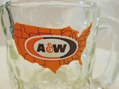 Vintage A&W Root Beer Mug, Heavy Glass, 4.5" Tall, U.S. Map Logo Mug SET OF 2 - Picture 4 of 4