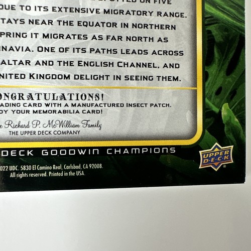 2022 UD Goodwin Champions Interesting Insects Patch Painted Lady Butterfly IP-22 - Picture 9 of 12