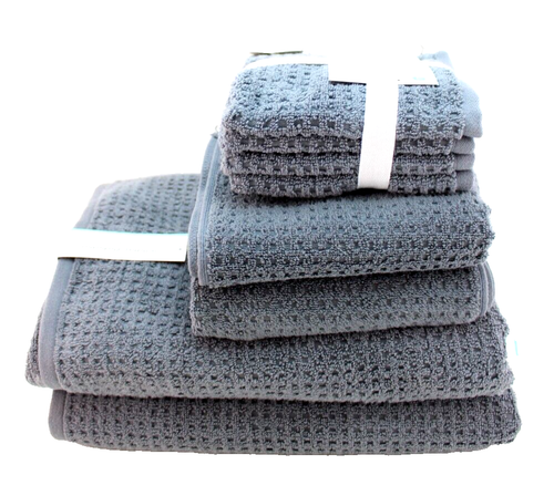 TOMMY BAHAMA HOME Set of 8 Dark Gray 100% Cotton Zero Twist Bath Towel Set - Picture 8 of 9