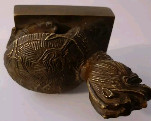 Vintage Chinese Dragon Brass Turtle Seal - Picture 5 of 8