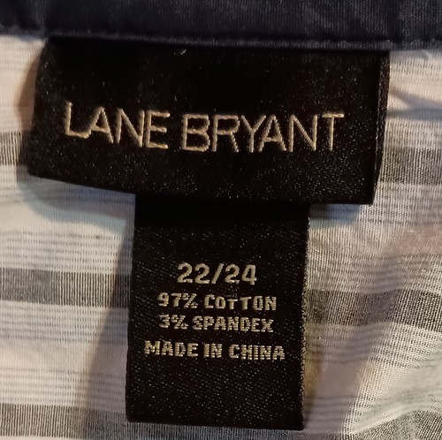  EUC Lane Bryant Womens Shirt 22/24 Button Front 3/4 Sleeve Striped Cotton LT5 - Picture 6 of 10