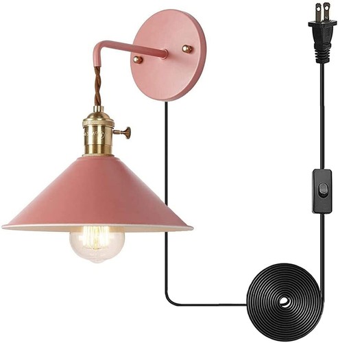 Green Macaron Wall Lamp, Metal Light Plug in Adjustable Cord, Industrial Sconces - Picture 25 of 81
