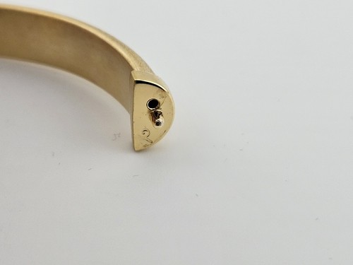 Veronese 18k Clad 925 Sterling Silver Satin Diamond Cut Bangle Hinge Bracelet - Picture 5 of 8
